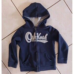 Boys Oshkosh Zip Up Hoodie Jacket Size 7 Navy Blue